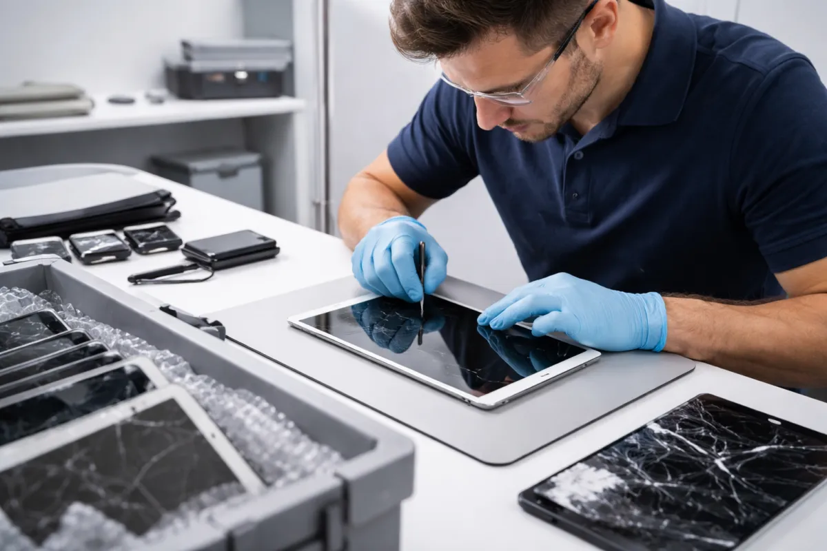 smartmod-Techniker bei der Reparatur im eigenen Labor